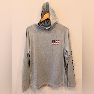 Vineyard Vines Performance Hoodie Mens Medium Gray USA Flag Pullover